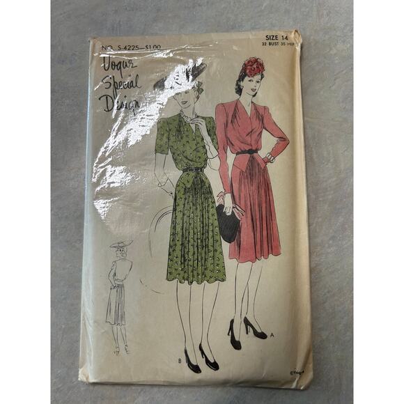 Vogue Special Designs Other - Vintage 1940's Vogue Special Designs Pattern #S-4225 One Piece Dress HTF RARE